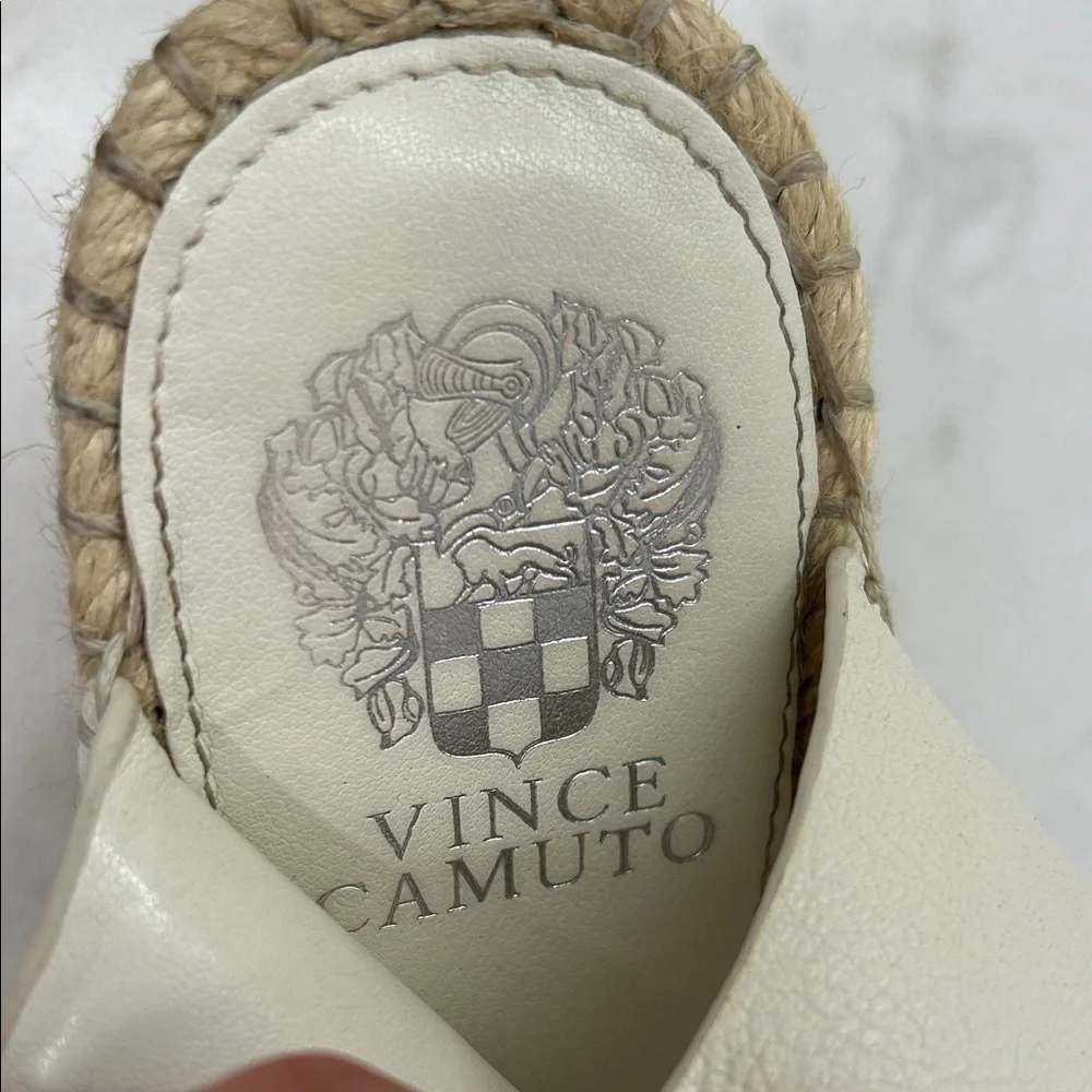 Vince Camuto Levista Women's Espadrilles Vanilla Leather Wedge Sandals Wide‎